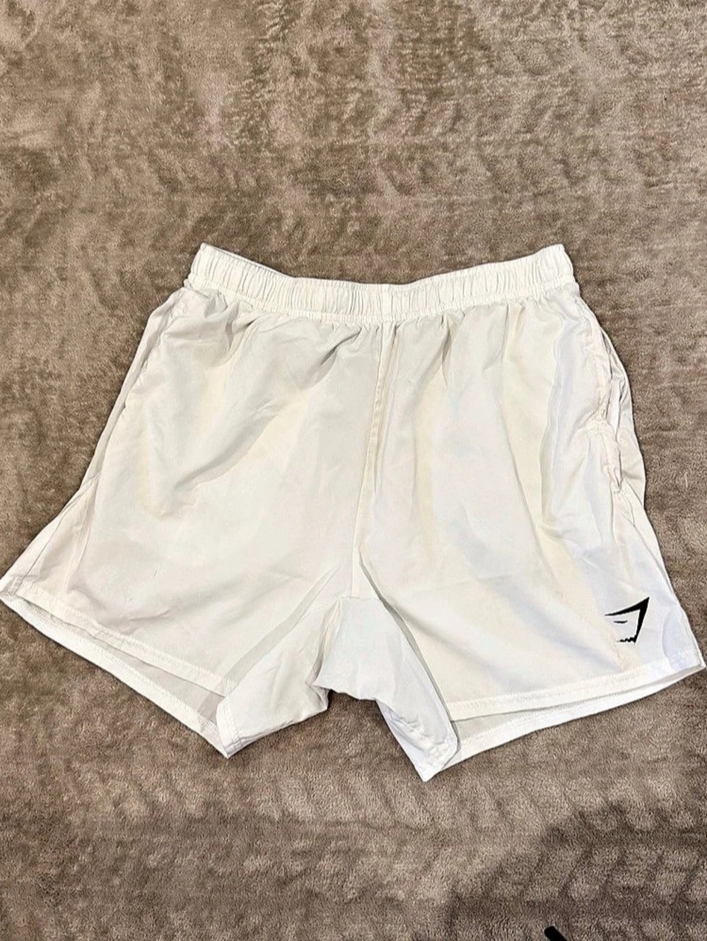 Gymshark White Athletic Shorts Womens Medium Gym Workout Running Pocket Defect